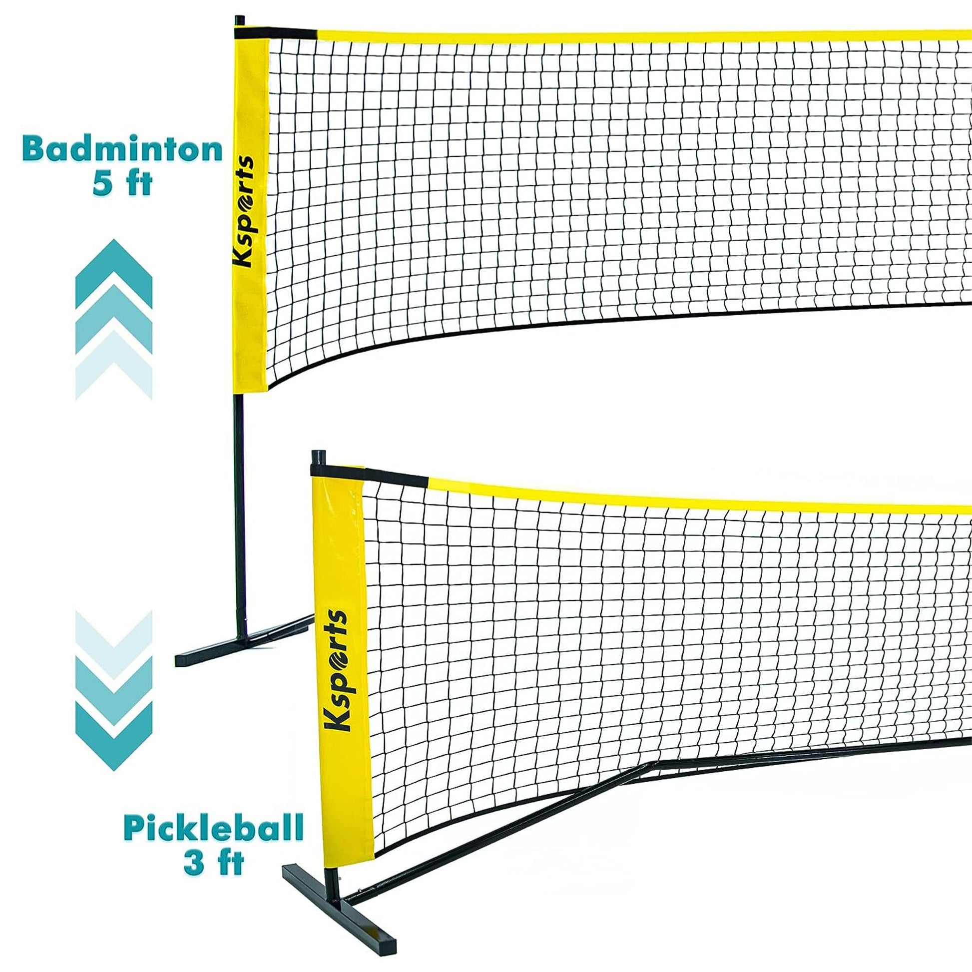 Ksports Pickleball Set 22' Net, LED Shuttlecocks, Carry Bag & Game Balls, Yellow - Angler's Pro Tackle & Outdoors