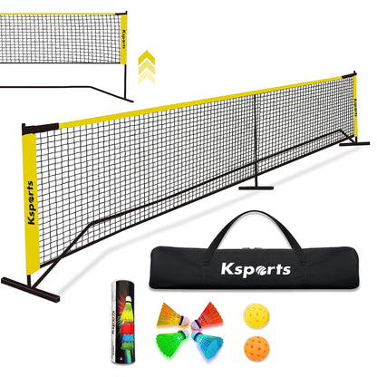 Ksports Pickleball Set 22' Net, LED Shuttlecocks, Carry Bag & Game Balls, Yellow - Angler's Pro Tackle & Outdoors