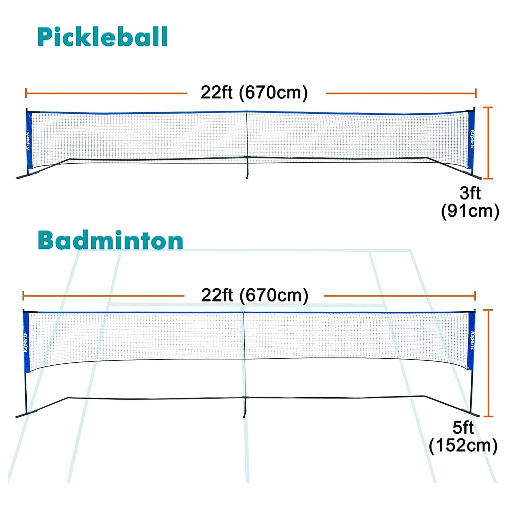 Ksports Pickleball Set w/22' Net, LED Shuttlecocks, Carry Bag & Game Balls, Blue - Angler's Pro Tackle & Outdoors