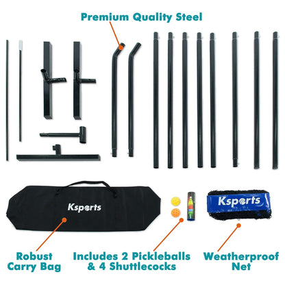 Ksports Pickleball Set w/22' Net, LED Shuttlecocks, Carry Bag & Game Balls, Blue - Angler's Pro Tackle & Outdoors