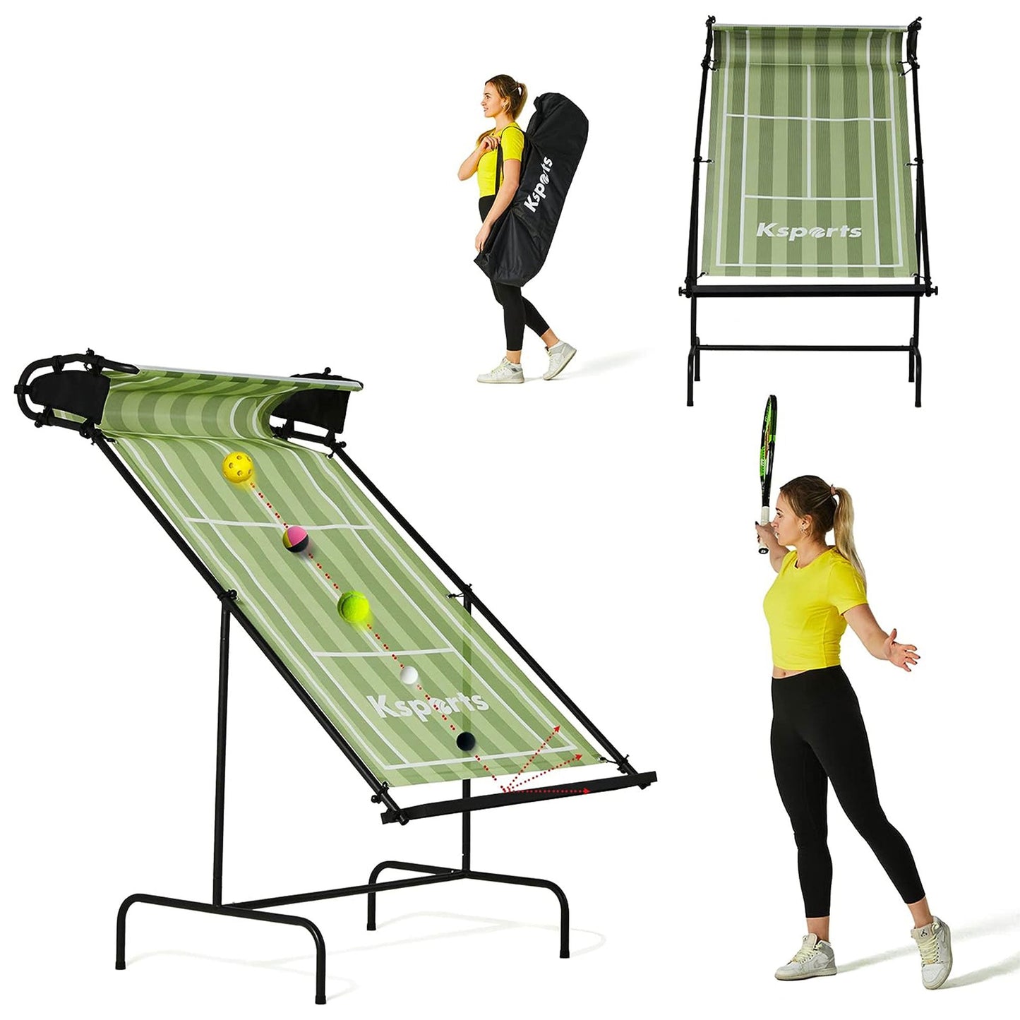 Ksports Racket Sports Indoor Outdoor Tennis Rebounder Net with Carry Bag, Green - Angler's Pro Tackle & Outdoors