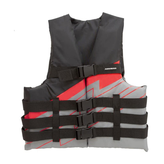 Kwik Tek Airhead Bolt Type III Family Adult Life Vest Jacket, 2XL/3XL, Red/Gray - Angler's Pro Tackle & Outdoors