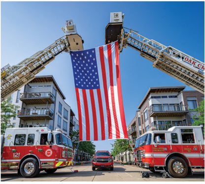Flagman of America Polyester American Flag with Wind Slits for Hanging on Fire Trucks & Cranes *Made in USA*