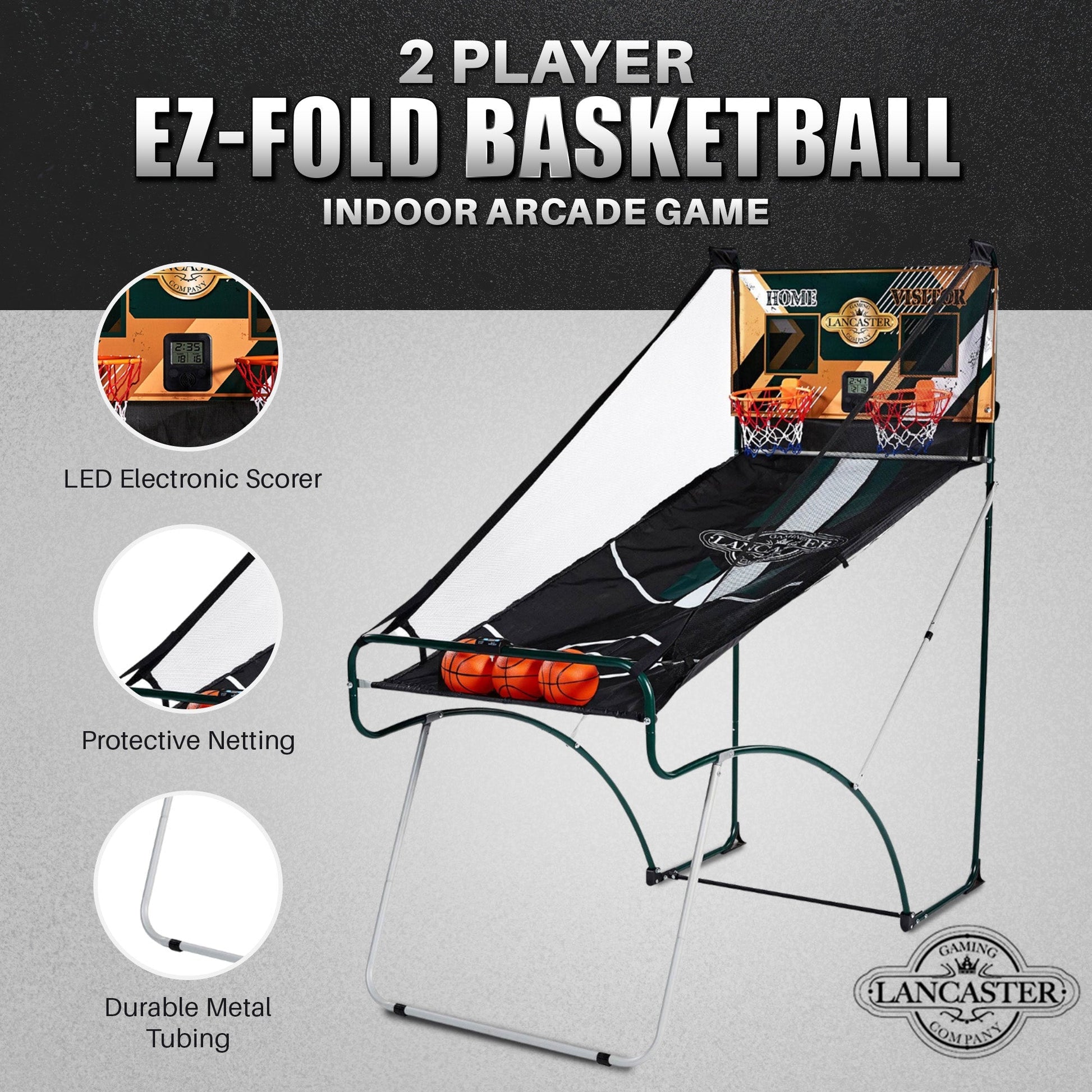 Lancaster Sports EZ - Fold 2 Player Arcade Dual Basketball Hoop Shot Game - Angler's Pro Tackle & Outdoors