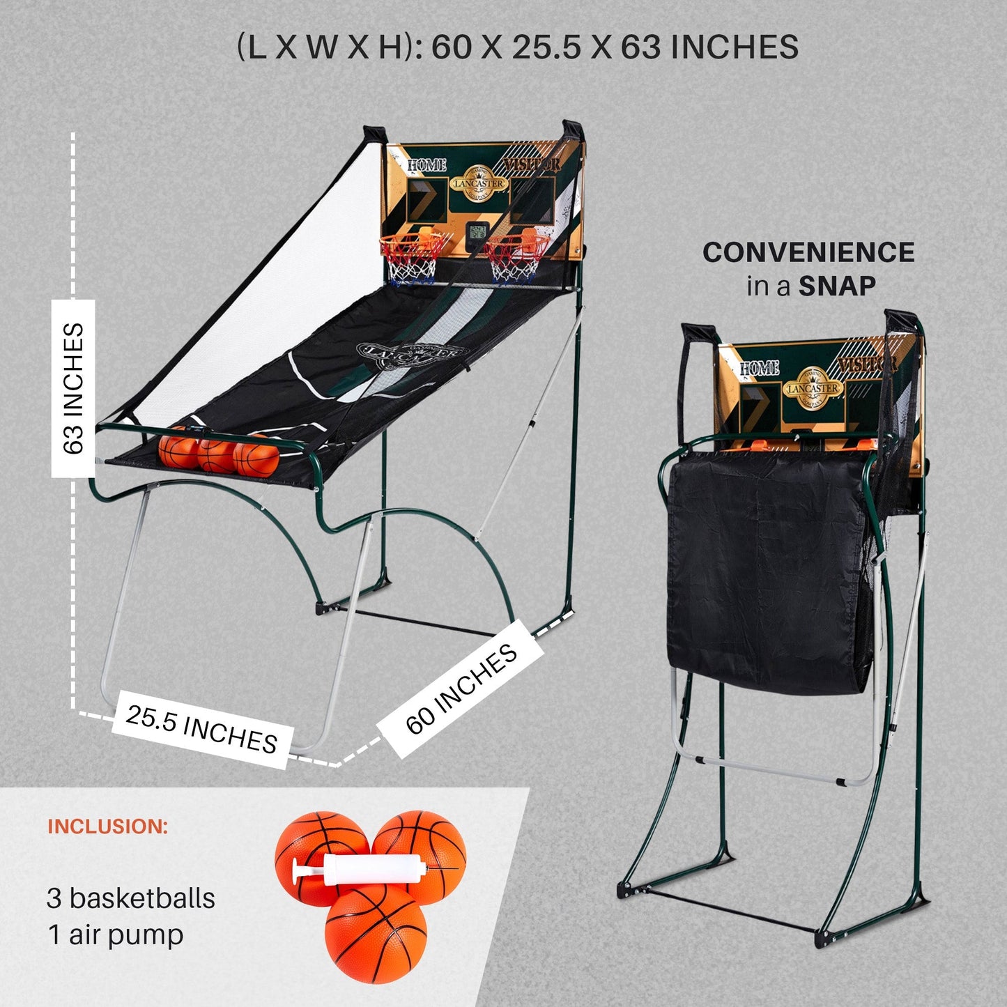 Lancaster Sports EZ - Fold 2 Player Arcade Dual Basketball Hoop Shot Game - Angler's Pro Tackle & Outdoors