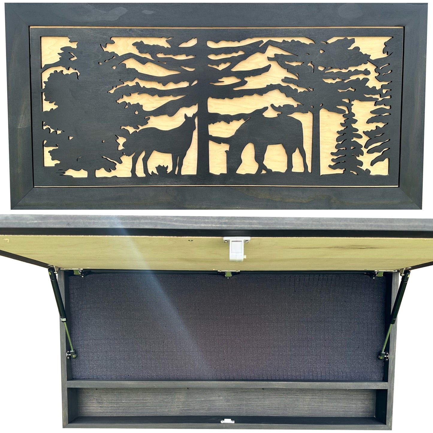 Bellewood Designs - Large Hidden Gun Storage Cabinet Horse Scene Wall Decor