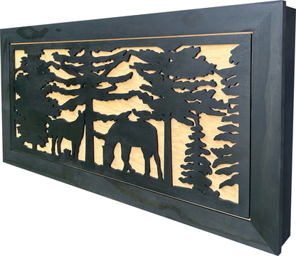 Bellewood Designs - Large Hidden Gun Storage Cabinet Horse Scene Wall Decor