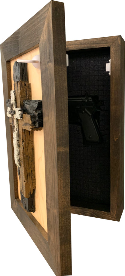 Bellewood Designs - Three Layered Cross Decorative Wall-Mounted Secure Gun Cabinet