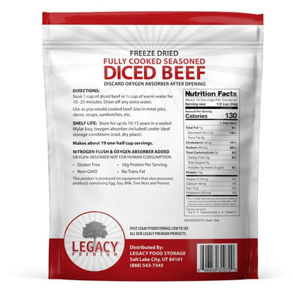 Legacy Food Storage 100% USDA Freeze Dried Beef Dices - Angler's Pro Tackle & Outdoors