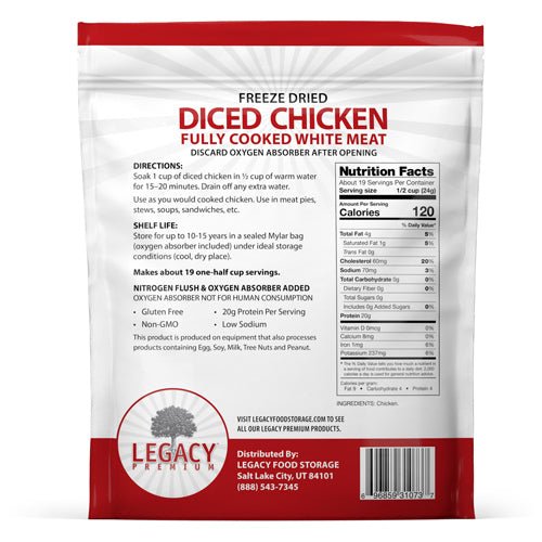 Legacy Food Storage 100% USDA Freeze Dried Chicken Dices - Angler's Pro Tackle & Outdoors