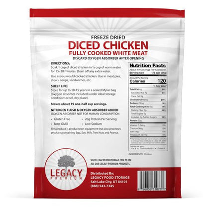 Legacy Food Storage 100% USDA Freeze Dried Chicken Dices - Angler's Pro Tackle & Outdoors