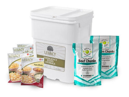 Legacy Food Storage 158 Serving Freeze Dried Chicken, Beef and Entree Combo Bucket - Angler's Pro Tackle & Outdoors