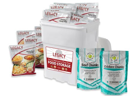 Legacy Food Storage 158 Serving Freeze Dried Chicken, Beef and Entree Combo Bucket - Angler's Pro Tackle & Outdoors