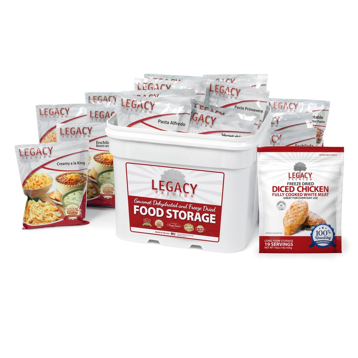 Legacy Food Storage 79 Serving Freeze Dried Chicken and Entree Combo Bucket - Angler's Pro Tackle & Outdoors