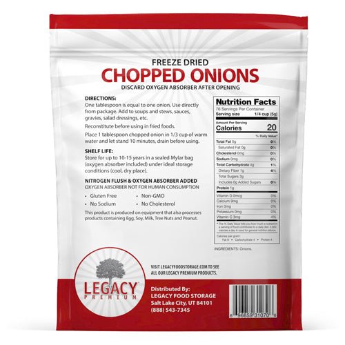 Legacy Food Storage Bulk Dried Chopped Onions - Angler's Pro Tackle & Outdoors