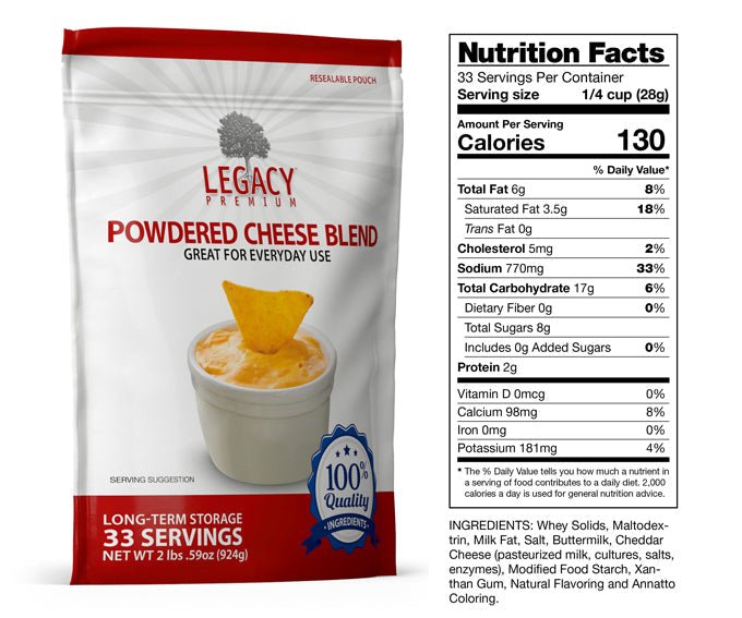 Legacy Food Storage Dried Cheese Powder - Angler's Pro Tackle & Outdoors