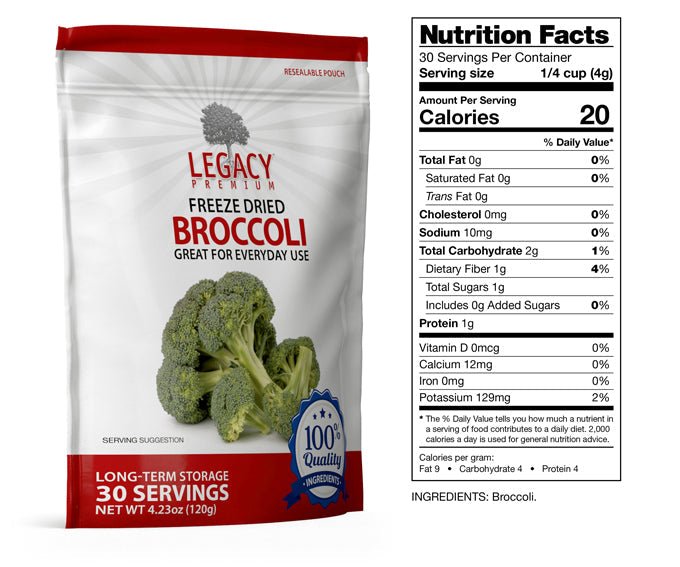 Legacy Food Storage Freeze Dried Broccoli - Angler's Pro Tackle & Outdoors