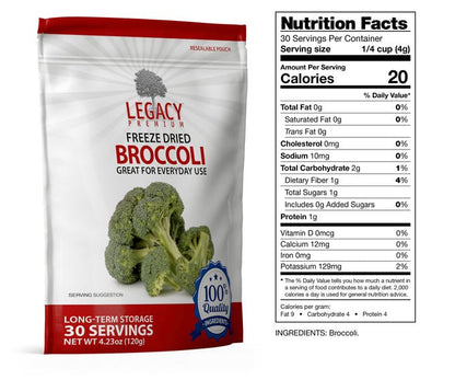Legacy Food Storage Freeze Dried Broccoli - Angler's Pro Tackle & Outdoors
