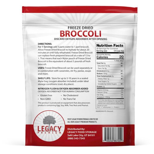 Legacy Food Storage Freeze Dried Broccoli - Angler's Pro Tackle & Outdoors