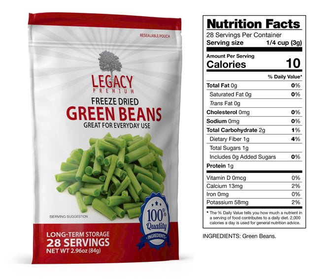 Legacy Food Storage Freeze Dried Green Beans - Angler's Pro Tackle & Outdoors