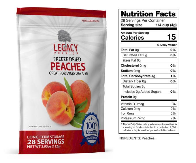 Legacy Food Storage Freeze Dried Peaches - Angler's Pro Tackle & Outdoors