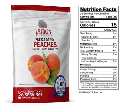Legacy Food Storage Freeze Dried Peaches - Angler's Pro Tackle & Outdoors