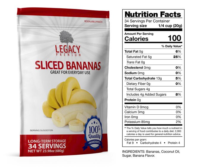 Legacy Food Storage Freeze Dried Sliced Banana - Angler's Pro Tackle & Outdoors