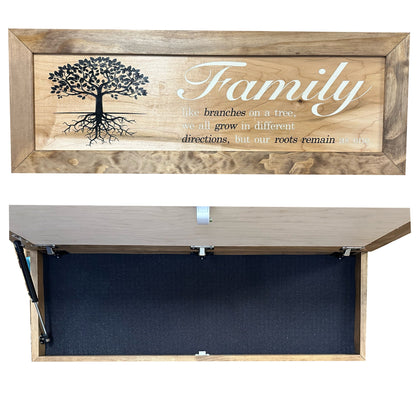 Bellewood Designs - Large Hidden Gun Storage Cabinet with Family Tree Design