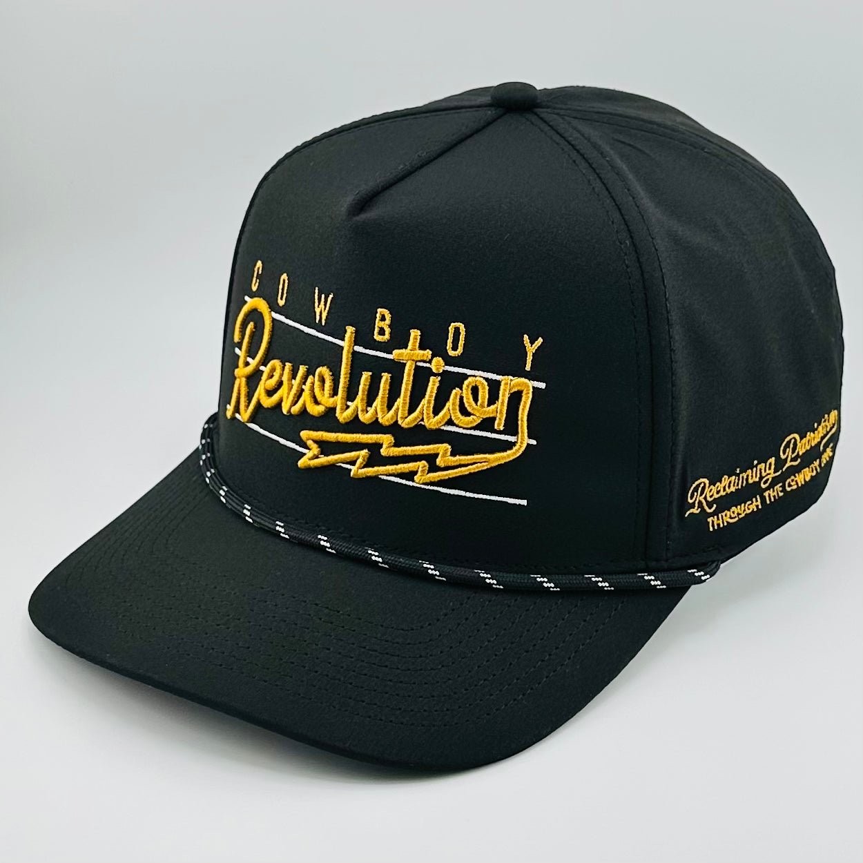 “Lightning" Black & Gold - Cowboy Revolution 5 - panel Performance Hat - Angler's Pro Tackle & Outdoors