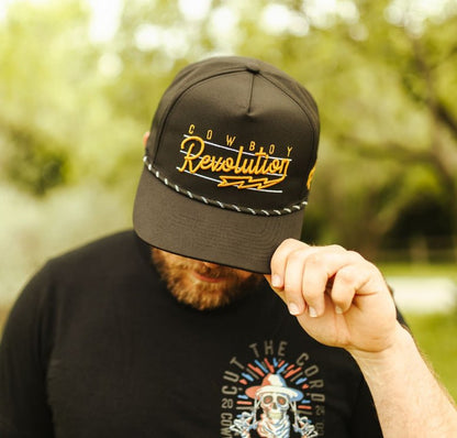 “Lightning" Black & Gold - Cowboy Revolution 5 - panel Performance Hat - Angler's Pro Tackle & Outdoors