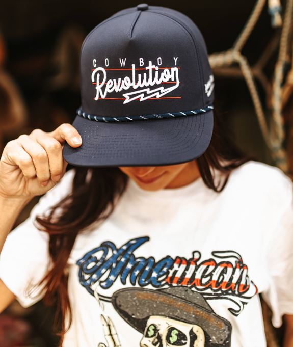 “Lightning" Navy Blue - Cowboy Revolution 5 - panel Performance Hat - Angler's Pro Tackle & Outdoors