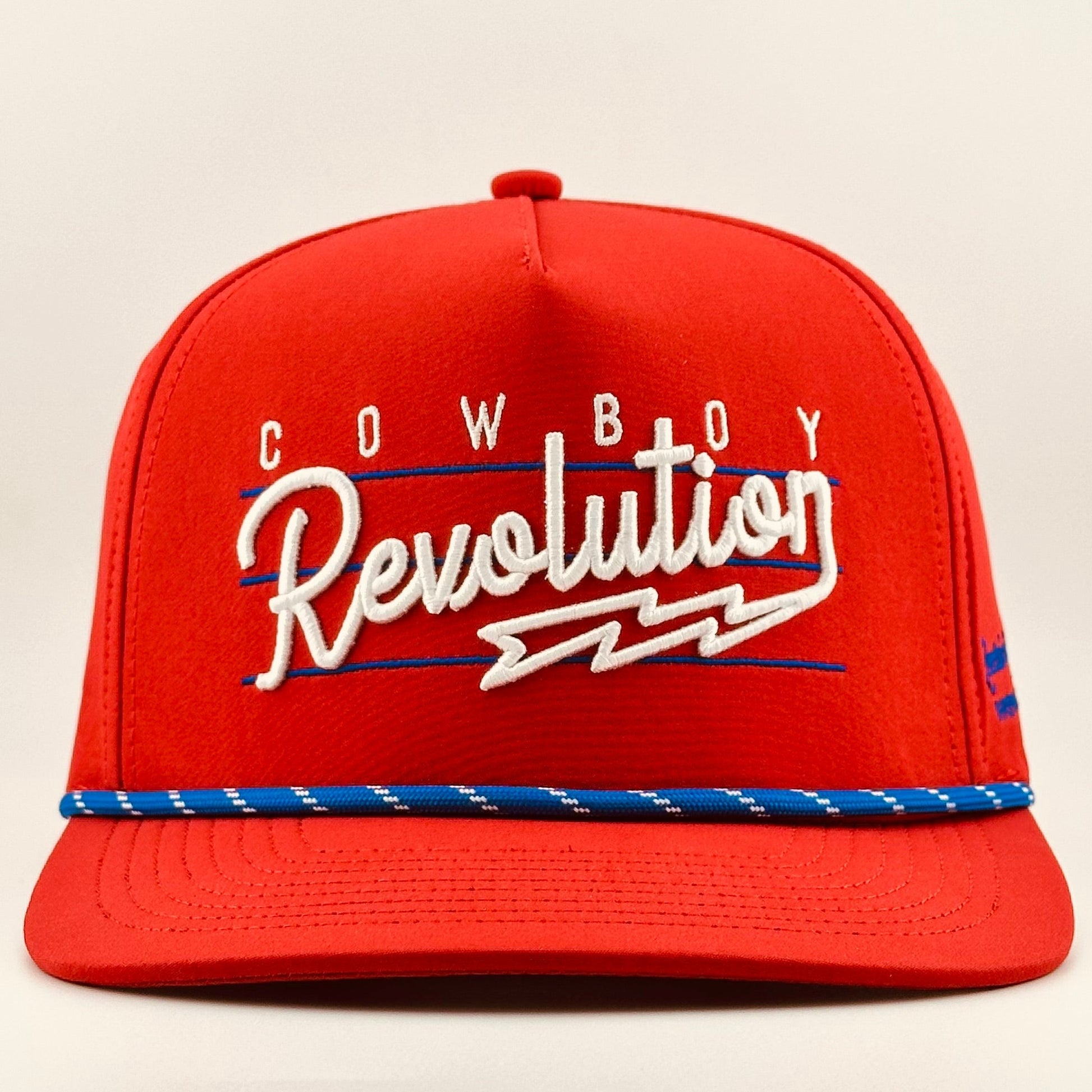 “Lightning" Red, White, and Blue - Cowboy Revolution 5 - panel Performance Hat - Angler's Pro Tackle & Outdoors