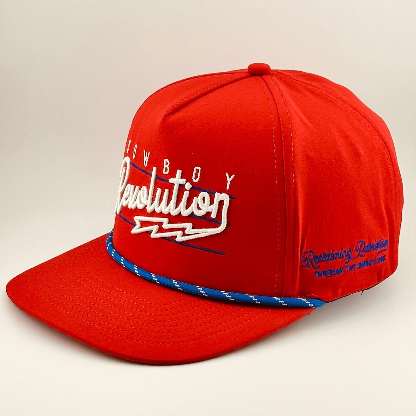 “Lightning" Red, White, and Blue - Cowboy Revolution 5 - panel Performance Hat - Angler's Pro Tackle & Outdoors