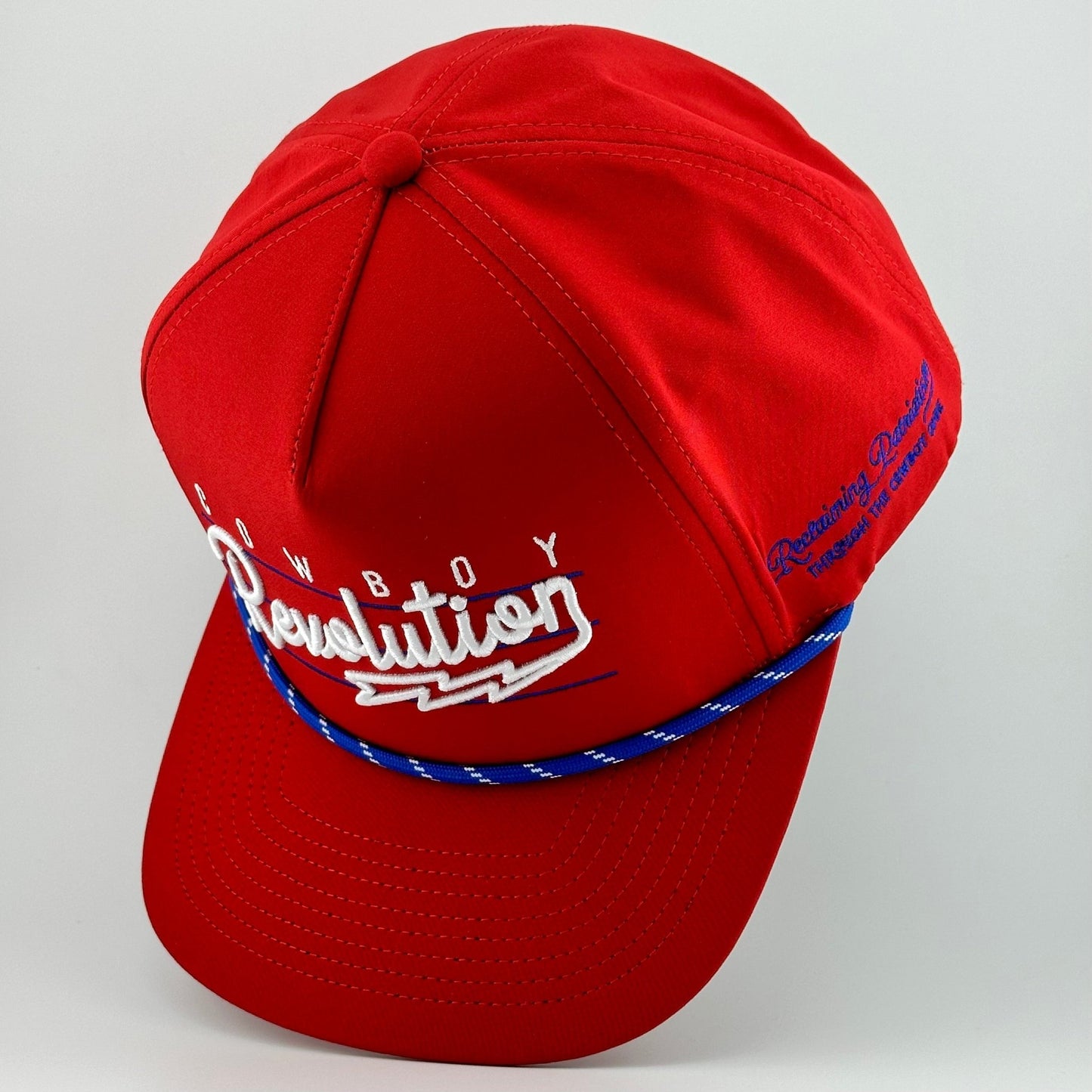 “Lightning" Red, White, and Blue - Cowboy Revolution 5 - panel Performance Hat - Angler's Pro Tackle & Outdoors