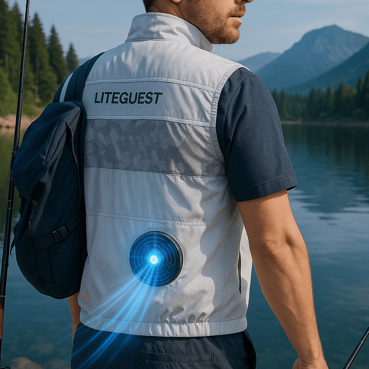 LITEGUEST Cooling Fan Jacket with LED Light Stay Cool for Outdoor - Angler's Pro Tackle & Outdoors