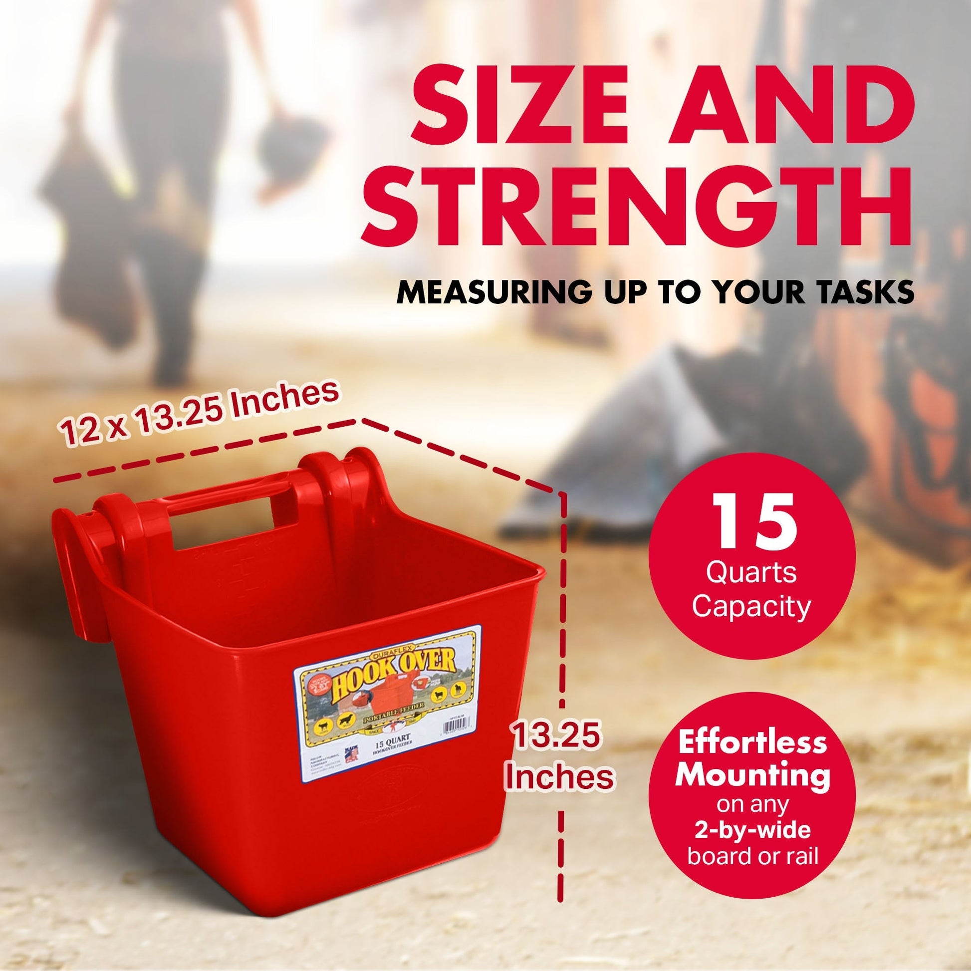 Little Giant 15 Quart Mountable Livestock & Pet Hook Over Bucket Feeder, Red - Angler's Pro Tackle & Outdoors