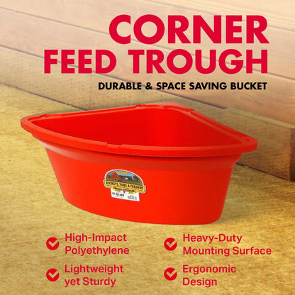 Little Giant 26 Quart Plastic Hanging Corner Livestock Animal Feeder Bucket, Red - Angler's Pro Tackle & Outdoors