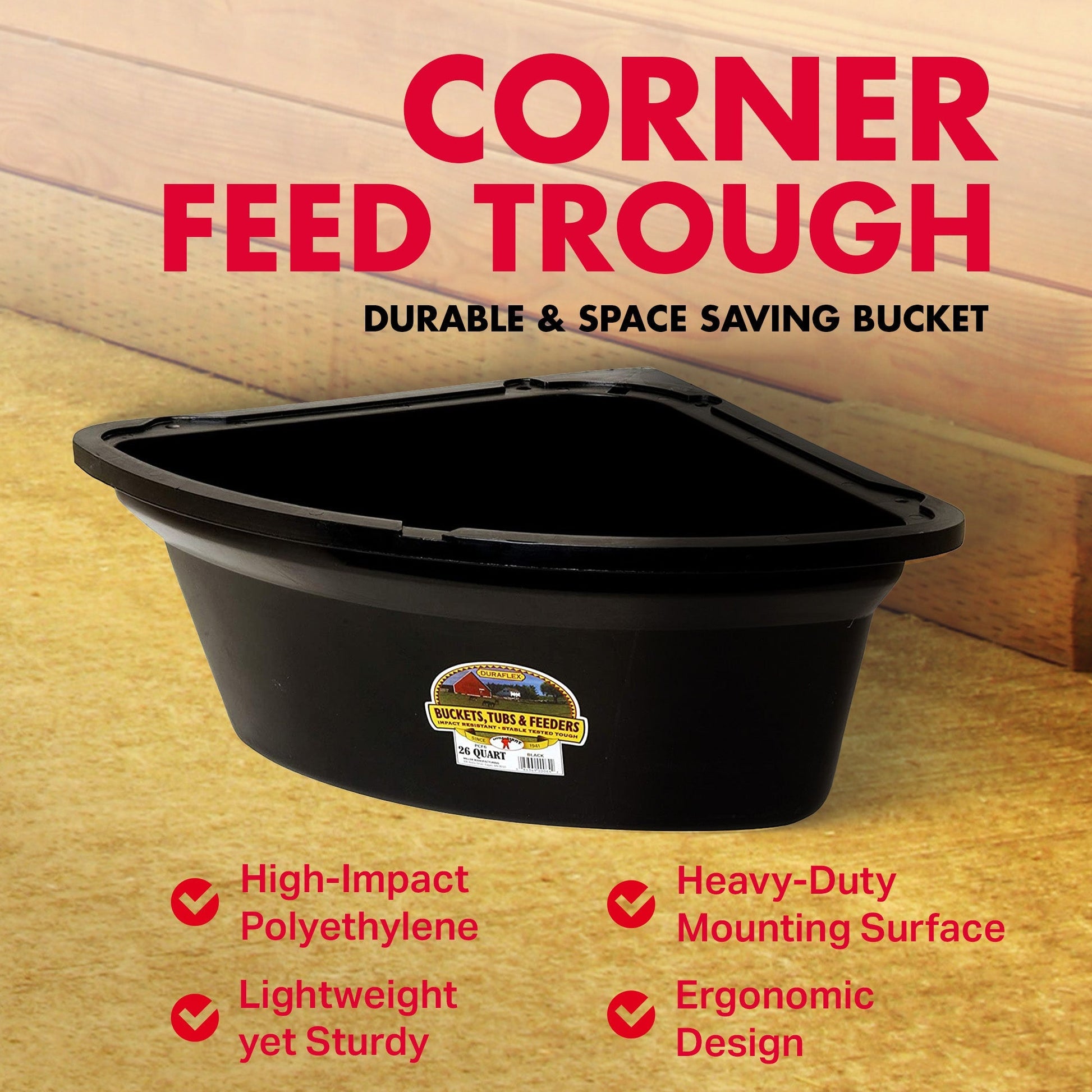 Little Giant 26 Quart Plastic Hanging Corner Livestock Feeder Bucket, Black - Angler's Pro Tackle & Outdoors