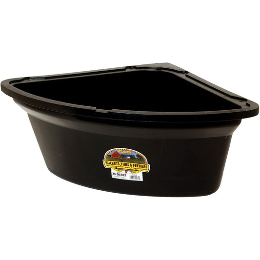 Little Giant 26 Quart Plastic Hanging Corner Livestock Feeder Bucket, Black - Angler's Pro Tackle & Outdoors