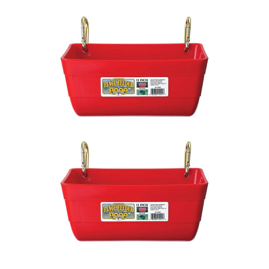 Little Giant 4.5 Quart Heavy Duty Feed Trough Bucket Fence Feeder, Red (2 Pack) - Angler's Pro Tackle & Outdoors