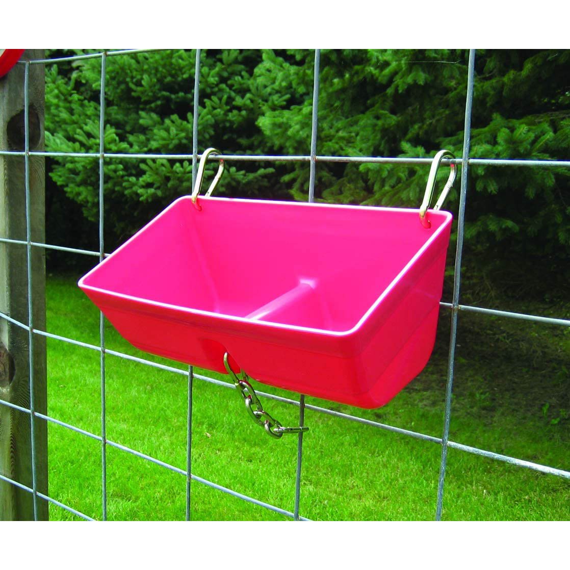 Little Giant 9 Quart Heavy Duty Feed Trough Bucket Fence Feeder, Red (2 Pack) - Angler's Pro Tackle & Outdoors