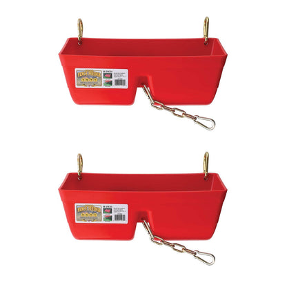 Little Giant 9 Quart Heavy Duty Feed Trough Bucket Fence Feeder, Red (2 Pack) - Angler's Pro Tackle & Outdoors