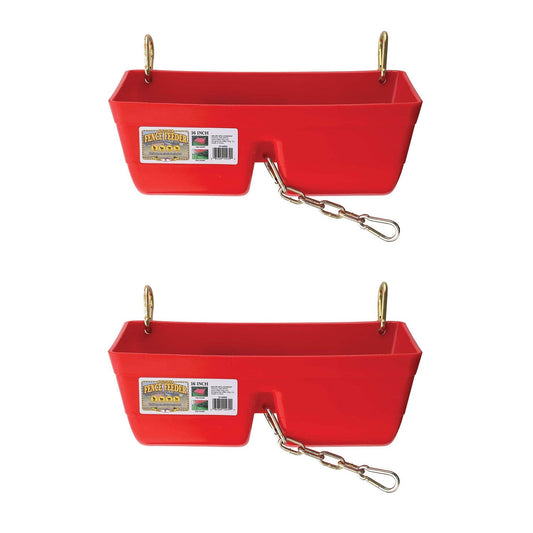 Little Giant 9 Quart Heavy Duty Feed Trough Bucket Fence Feeder, Red (2 Pack) - Angler's Pro Tackle & Outdoors
