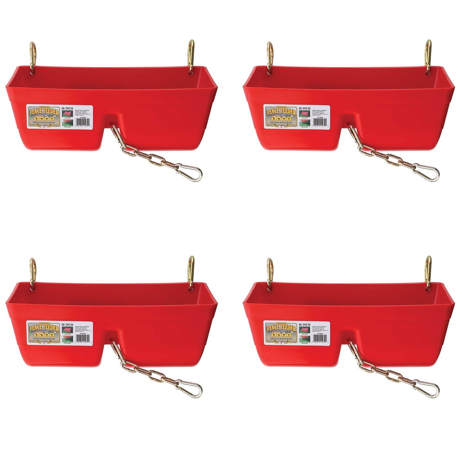 Little Giant 9 Quart Heavy Duty Feed Trough Bucket Fence Feeder, Red (4 Pack) - Angler's Pro Tackle & Outdoors