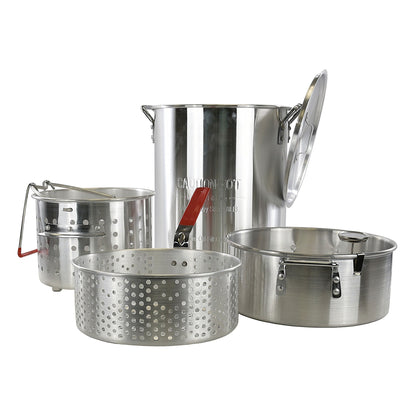 Loco Cookers 30 Quart Aluminum Circular Pots Kit for Boiling & Steaming, Silver - Angler's Pro Tackle & Outdoors