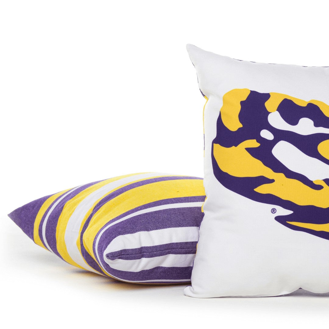 Campus Hammocks LSU Colors Striped Throw Pillow Cover