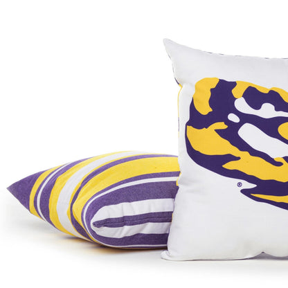 Campus Hammocks LSU Colors Striped Throw Pillow Cover
