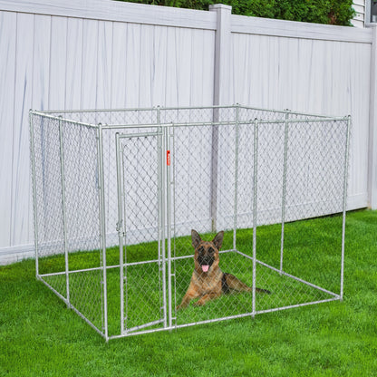 Lucky Dog 10 x 10 Foot Heavy Duty Outdoor Chain Link Dog Kennel w/ Door (2 Pack)
