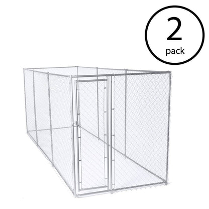 Lucky Dog 10 x 10 Foot Heavy Duty Outdoor Chain Link Dog Kennel w/ Door (2 Pack) - Angler's Pro Tackle & Outdoors