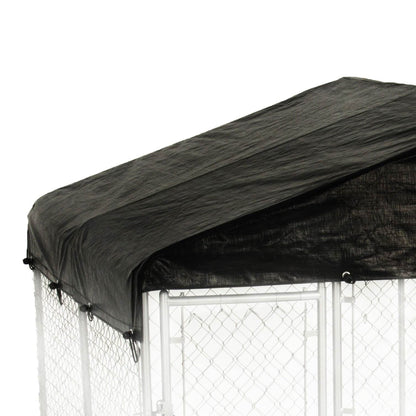 Lucky Dog 10 x 10 Ft Outdoor Steel Chain Link Dog Kennel & Waterproof Roof Cover - Angler's Pro Tackle & Outdoors